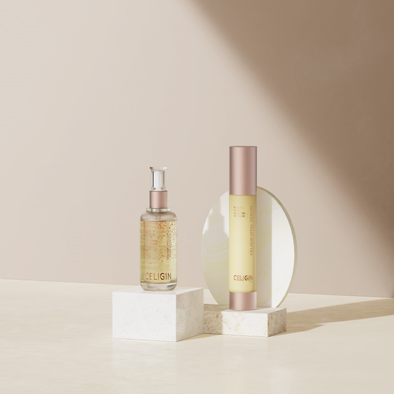 CELIGIN Signature Cell Biome Duo (Cell-Up First Essence 50ml with CosCor 10,000ppm + Vital Serum 50ml with CosCor 30,000ppm) - Product view