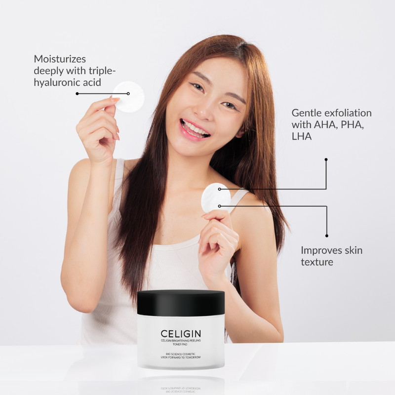 CELIGIN Brightening Peeling Toner Pad (50ml x 70ea) with CosCor 5,000ppm - Product view