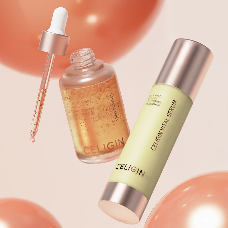 CELIGIN Signature Cell Biome Duo (Cell-Up First Essence 50ml with CosCor 10,000ppm + Vital Serum 50ml with CosCor 30,000ppm) - Product view